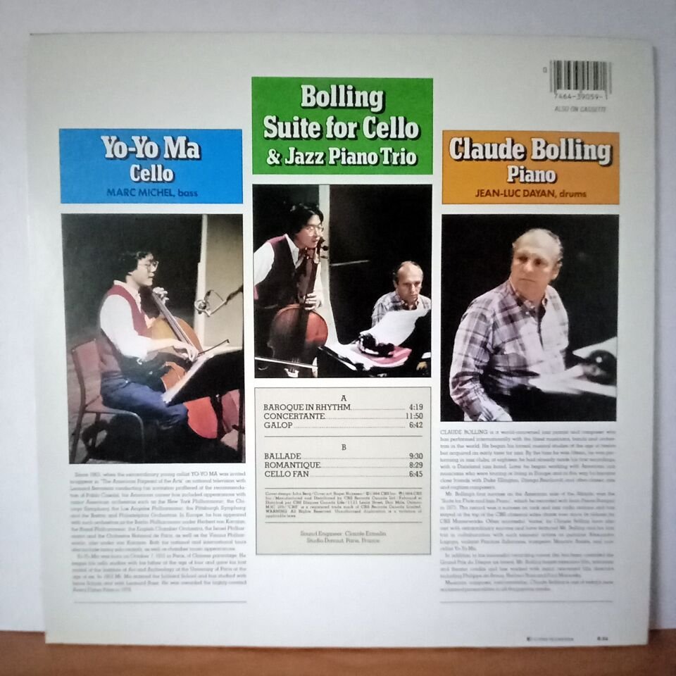 CLAUDE BOLLING: SUITE FOR CELLO & JAZZ PIANO TRIO / YO-YO MA (1984) - LP 2.EL PLAK