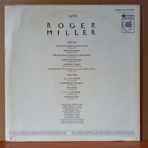 ROGER MILLER – 1970 (1970) - LP 2.EL PLAK