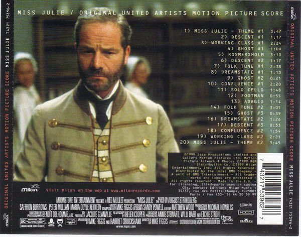 MISS JULIE / ORIGINAL MOTION PICTURE SCORE SOUNDTRACK (1999) - CD AMBALAJINDA SIFIR