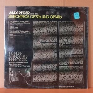 MAX REGER - STREICHTRIOS OP. 77B UND OP. 141B (1974) - LP DÖNEM BASKISI SIFIR PLAK