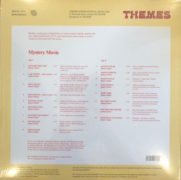 JAMES CLARKE - MYSTERY MOVIE (1974) SOUL JAZZ , JAZZ FUNK - LP 2018 EDITION SIFIR PLAK