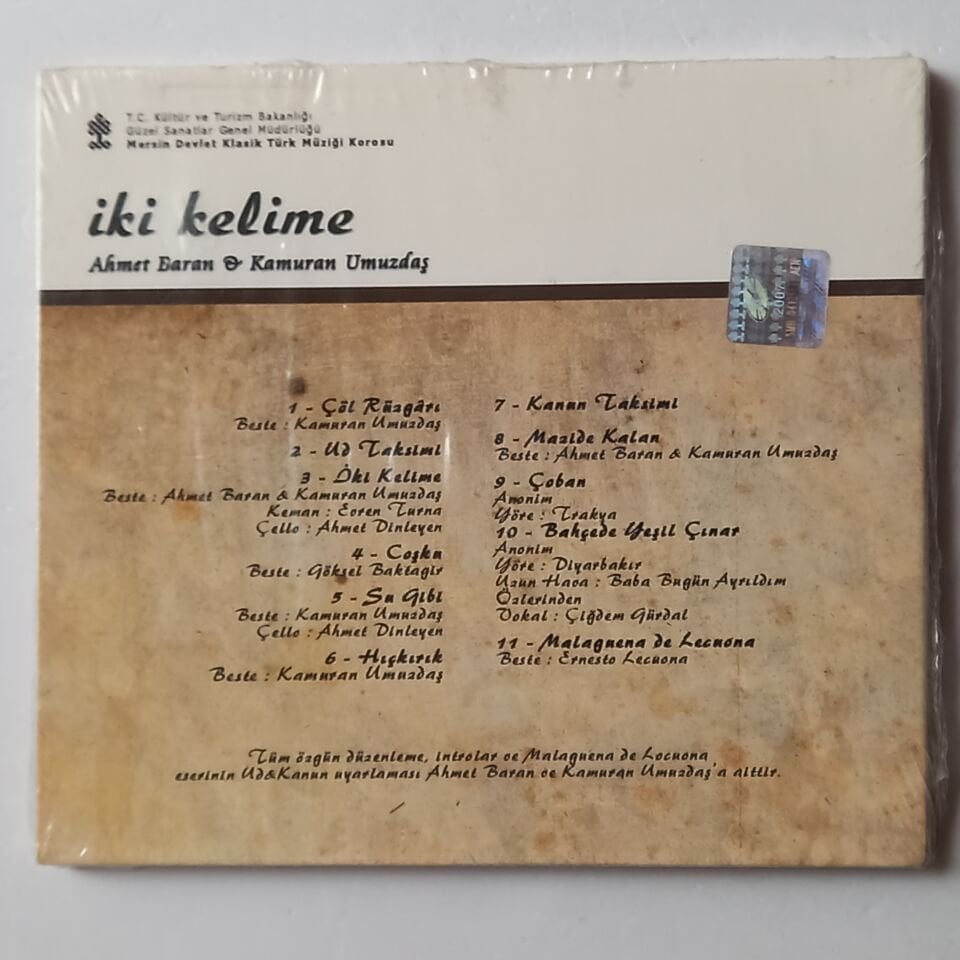 MERSİN DEVLET KLASİK TÜRK MÜZİĞİ KOROSU - İKİ KELİME - CD AMBALAJINDA SIFIR