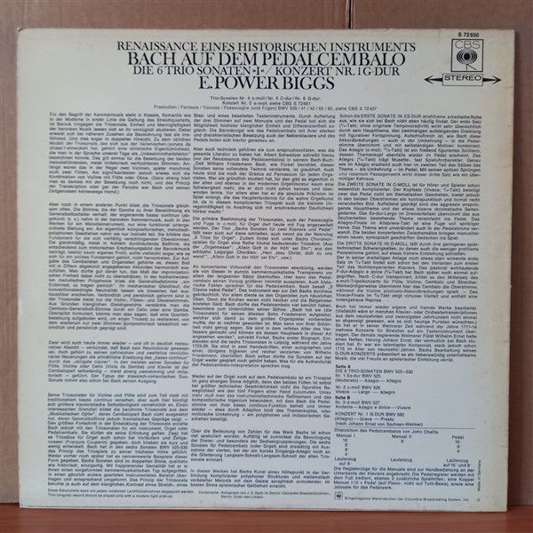 RENAISSANCE EINES HISTORISCHEN INSTRUMENTS / BACH, E. POWER BIGGS - LP 2. EL PLAK