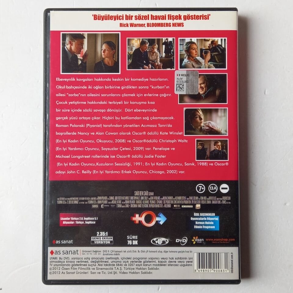 ACIMASIZ TANRI / CARNAGE - ROMAN POLANSKI, JODIE FOSTER, KATE WINSLET, CRISTOPH WALTZ, JOHN C. REILLY - DVD 2.EL