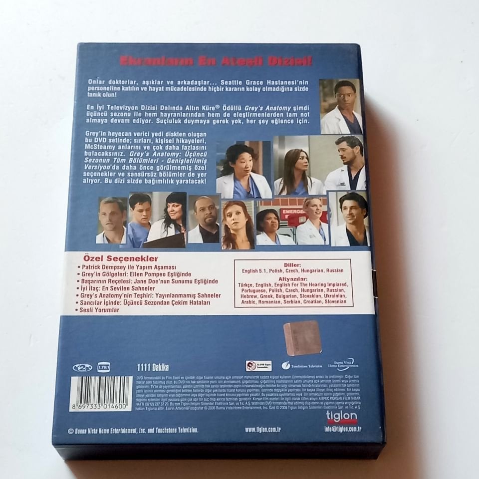 GREY\'S ANATOMY - 3. SEZONUN TÜM BÖLÜMLERİ - DVD 7 DİSK BOX SET 2.EL