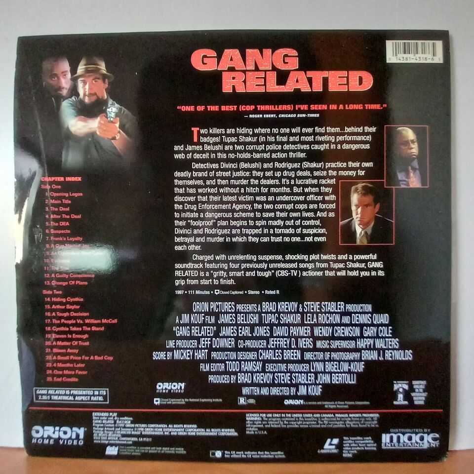 GANG RELATED / JAMES BELUSHI, TUPAC SHAKUR (1997) - 2.EL LASERDISC