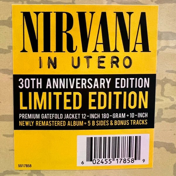 NIRVANA - IN UTERO (1993) - 2LP 2023 30TH ANNIVERSARY EDITION SIFIR PLAK