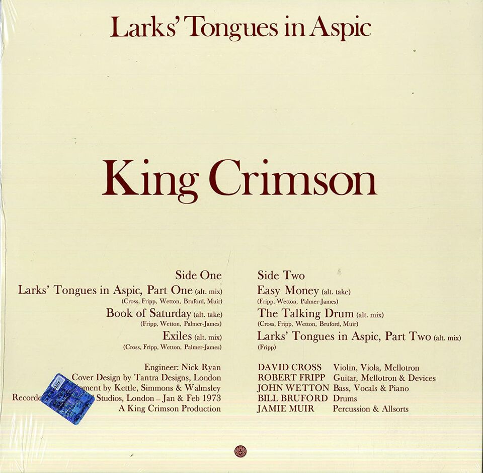 KING CRIMSON - LARKS TONGUES IN ASPIC /  ALTERNATIVE TAKES AND MIXES (2020) - LP 200GR 2020 EDITION STEVEN WILSON MIXES SIFIR PLAK