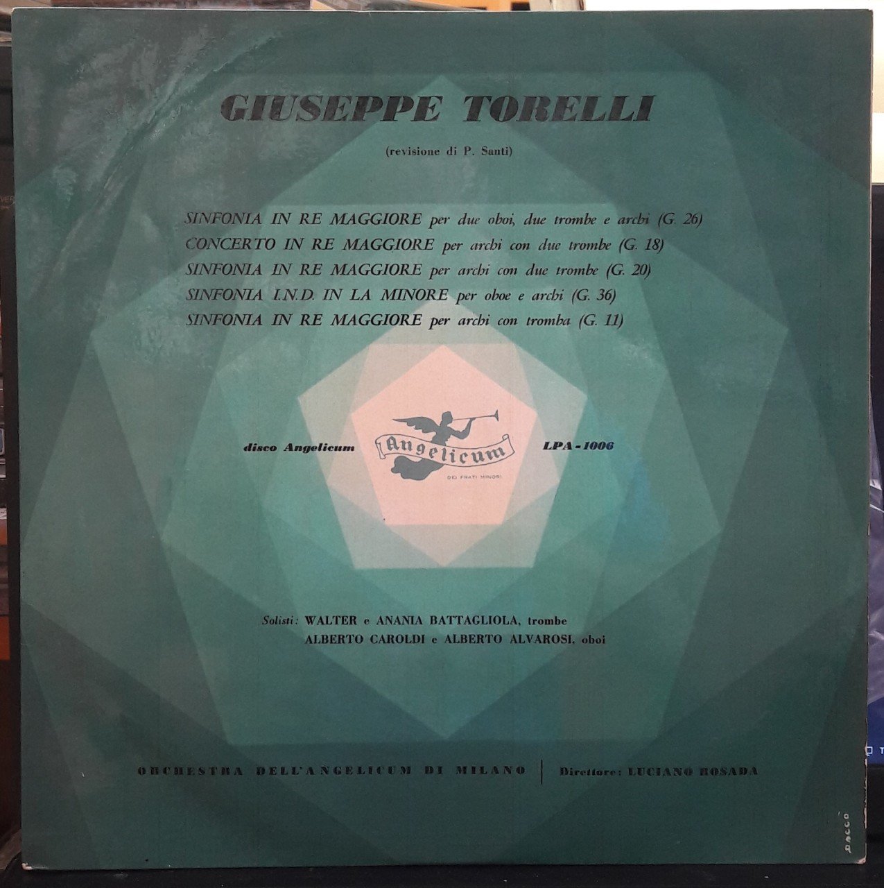 TORELLI: SINFONIA, CONCERTO, LUCIANO ROSADA - PLAK 2.EL