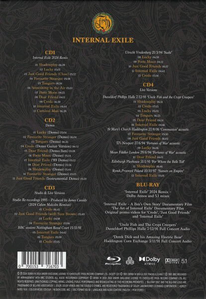 FISH – INTERNAL EXILE (1991) - 4CD+BLU-RAY REMASTERED 2024 REISSUE DELUXE SPECIAL EDITION BOX SET AMBALAJINDA SIFIR