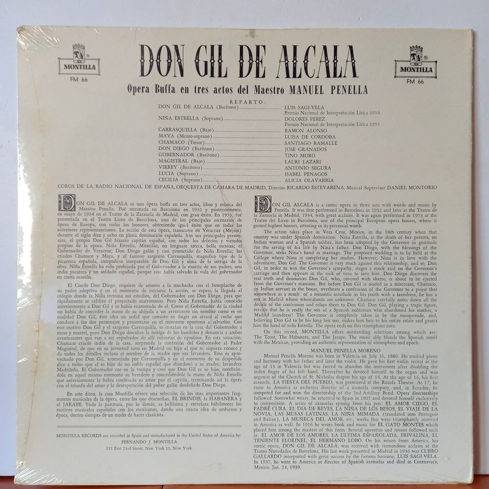 MANUEL PENELLA – DON GIL DE ALCALA - LP DÖNEM BASKI SIFIR PLAK