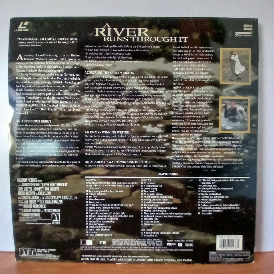 A RIVER RUNS THROUGH IT / ROBERT REDFORD, BRAD PITT (1993) - 2.EL 2xLASERDISC