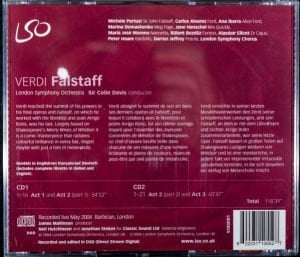 VERDI - FALSTAFF / COLIN DAVIS,PERTUSI,ALVAREZ,DOMASHENKO (2004) - 2CD 2.EL