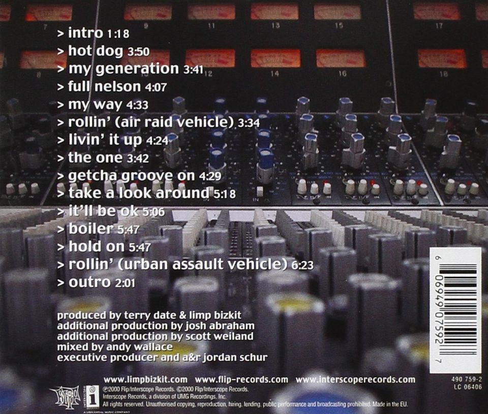 LIMP BIZKIT - CHOCOLATE STARFISH AND THE HOT DOG FLAVORED WATER (2000) - CD REISSUE JEWEL CASE AMBALAJINDA SIFIR