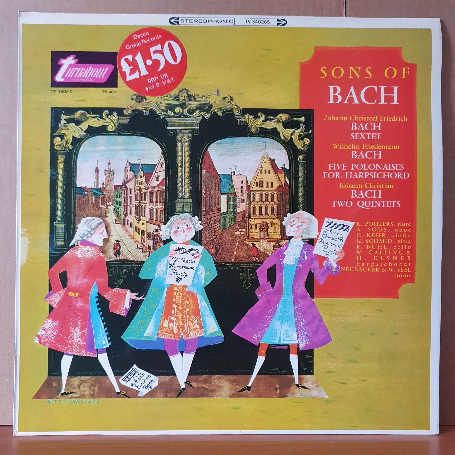 SONS OF BACH / JOHANN CHRISTOFF FRIEDRICH BACH, WILHELM FRIEDEMANN BACH, JOHANN CHRISTIAN BACH (1966) - LP 2.EL PLAK
