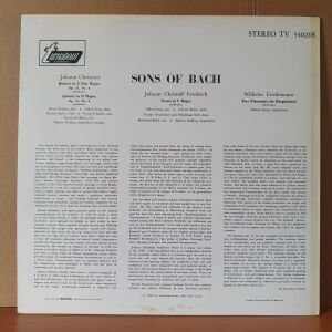 SONS OF BACH / JOHANN CHRISTOFF FRIEDRICH BACH, WILHELM FRIEDEMANN BACH, JOHANN CHRISTIAN BACH (1966) - LP 2.EL PLAK