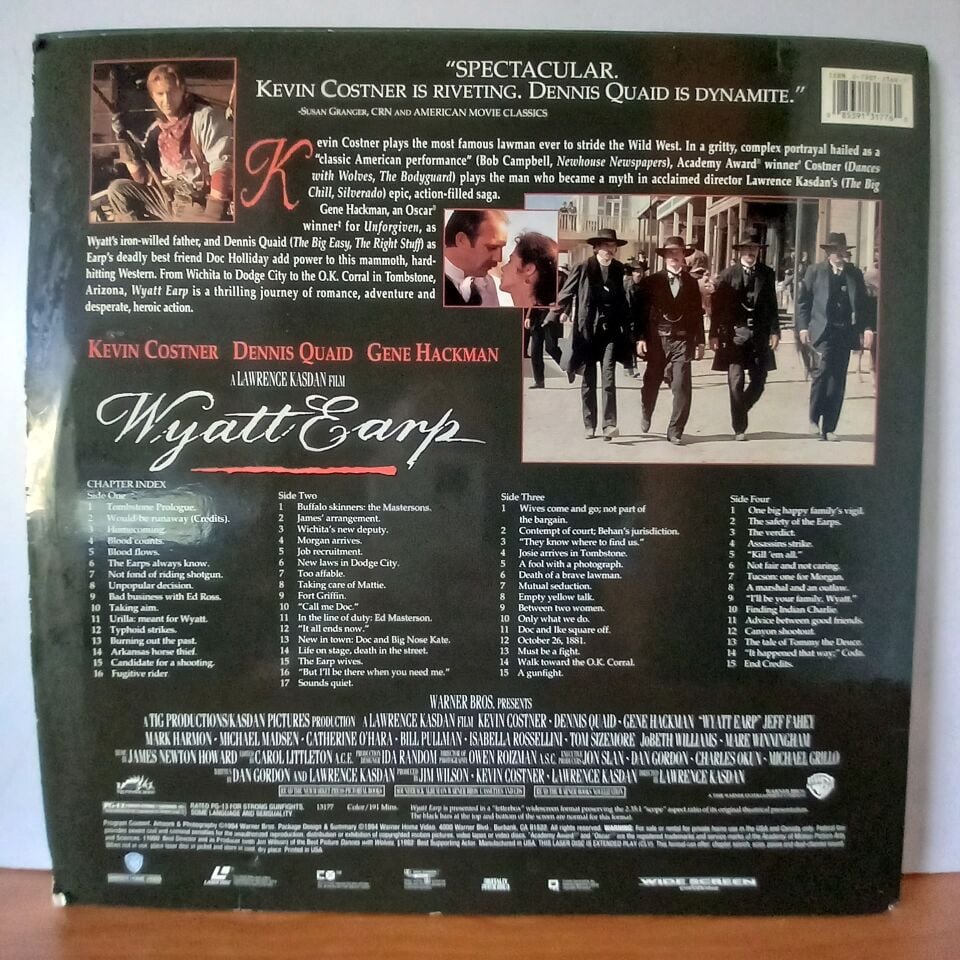 WYATT EARP / KEVIN COSTNER, DENNIS QUAID, GENE HACKMAN (1994) - 2.EL 2xLASERDISC