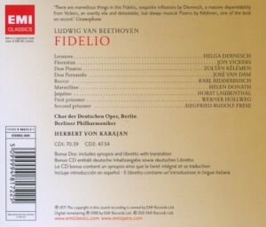 BEETHOVEN - FIDELIO / KARAJAN,HELGA DERNESCH,JON VICKERS,ZOLTAN KELEMEN (2011) - 2CD SIFIR