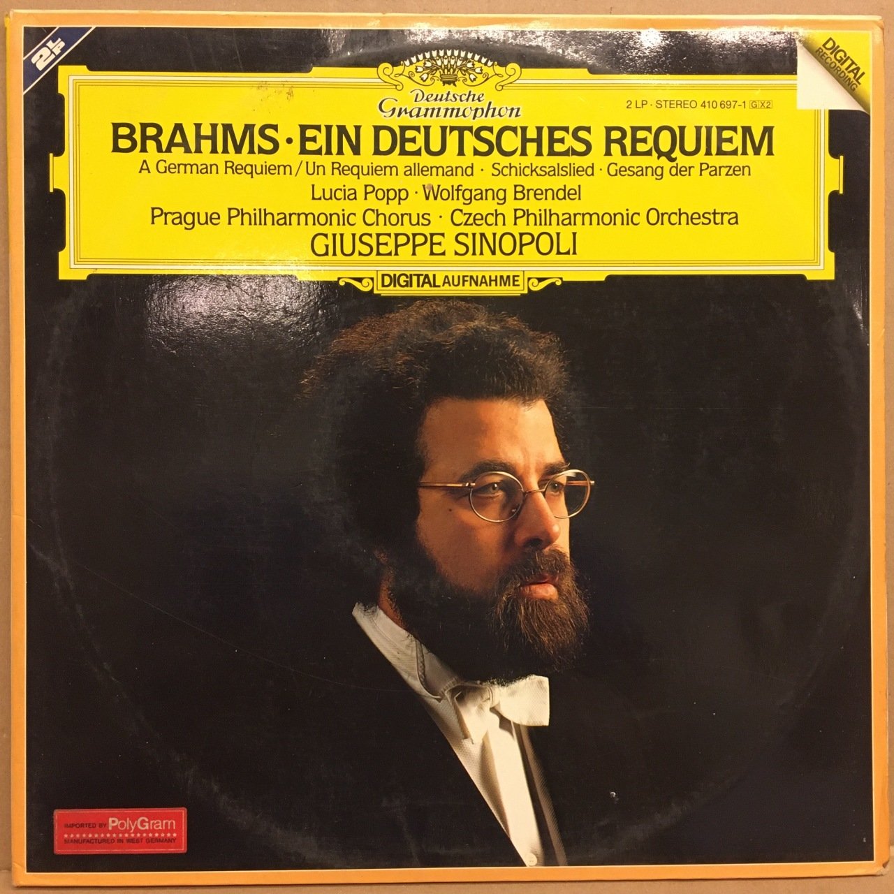 BRAHMS EIN DEUTSCHES REQUIEM LUCIA POPP GIUSEPPE SINOPOLI 1983 2.EL 2PLAK