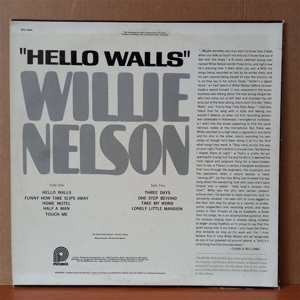 WILLIE NELSON – HELLO WALLS (1978) - LP 2.EL PLAK