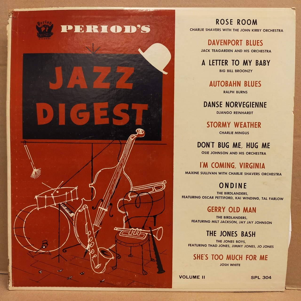 PERIOD'S JAZZ DIGEST - VOLUME II V/A DJANGO REINHARDT CHARLIE MINGUS BIG BILL BROONZY (1956) - LP 2.EL PLAK