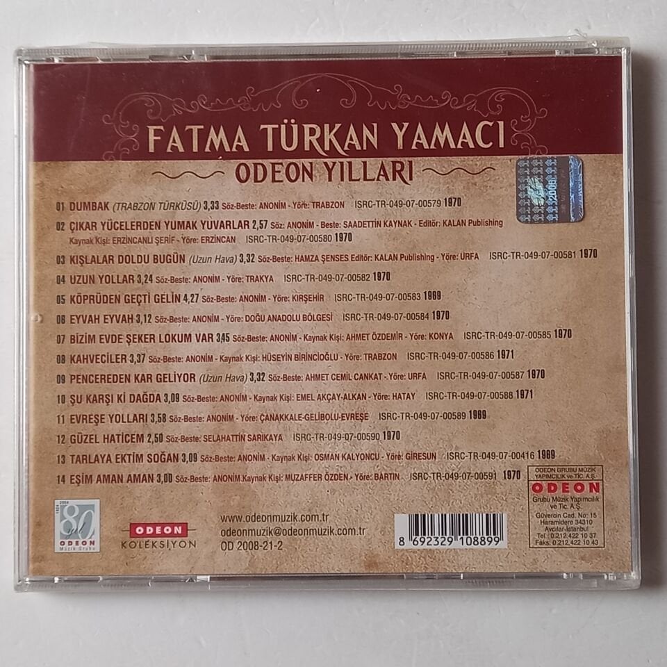 FATMA TÜRKAN YAMACI - ODEON YILLARI / TÜRK HALK MÜZİĞİ SERİSİ - CD AMBALAJINDA SIFIR