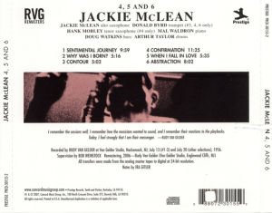 JACKIE MCLEAN – 4, 5 AND 6 (1956) 2007 REISSUE CD SIFIR