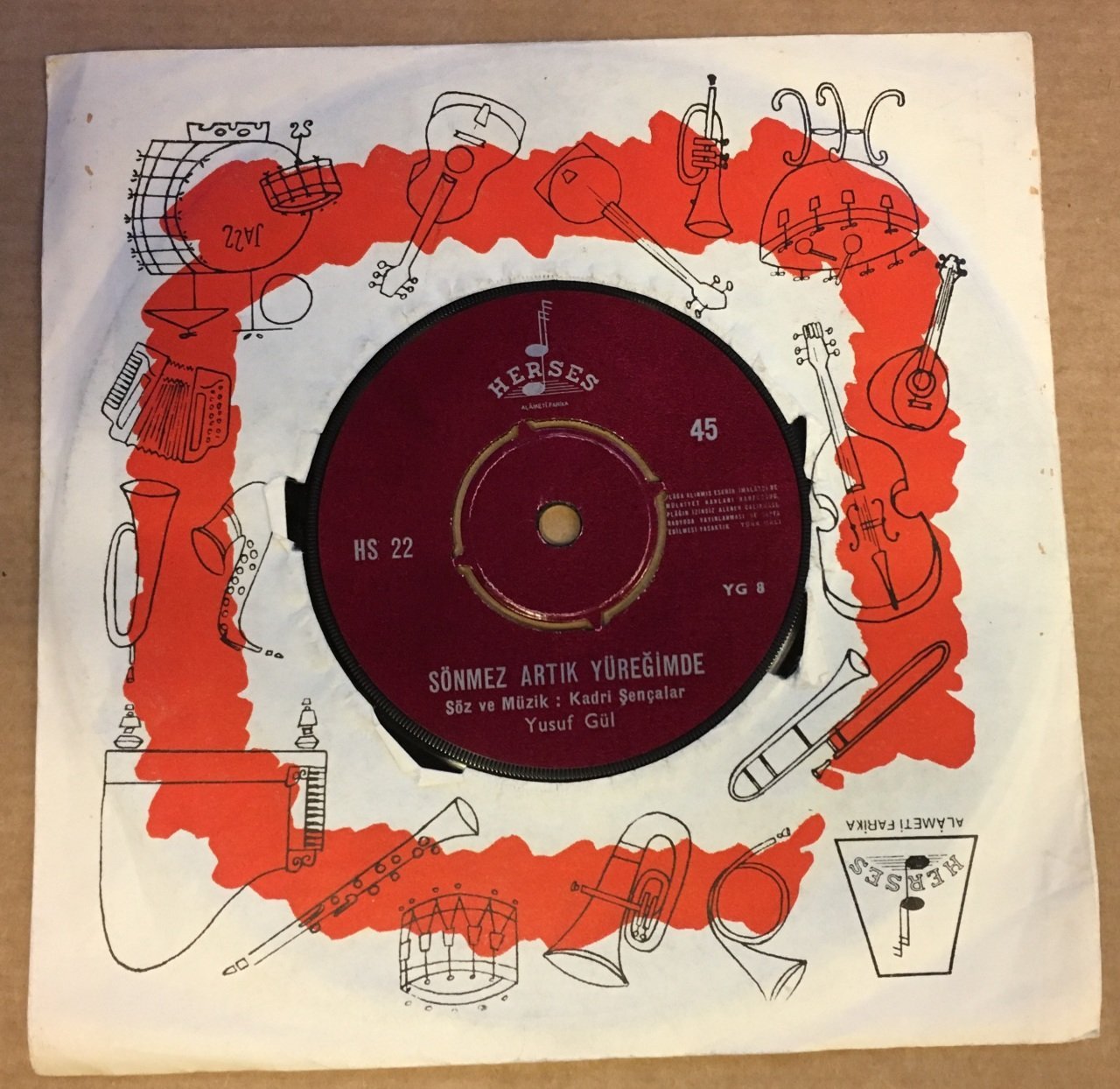 YUSUF GÜL - CANA RAKİBİ HANDAN EDERSİN / SÖNMEZ ARTIK YÜREĞİMDE 7'' 45 DEVİR HERSES PLAK