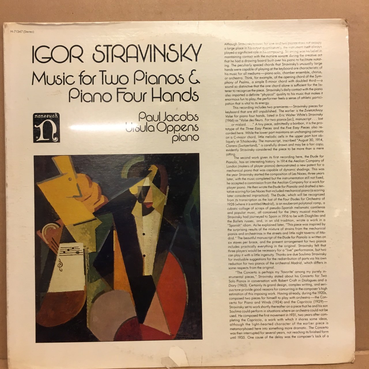 IGOR STRAVINSKY MUSIC FOR TWO PIANO & PIANO FOUR HANDS 1978 SIFIR PLAK