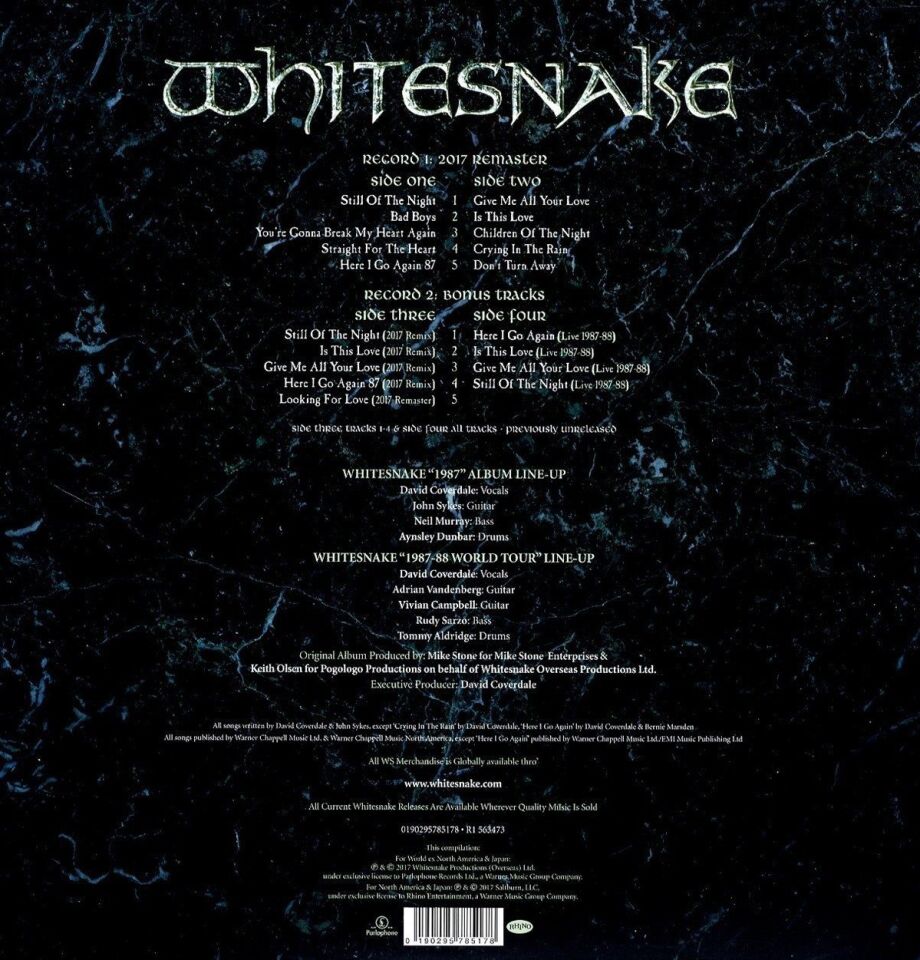 WHITESNAKE - WHITESNAKE 1987 - 2xLP 180GR 2017 30TH ANNIVERSARY EDITION SIFIR PLAK