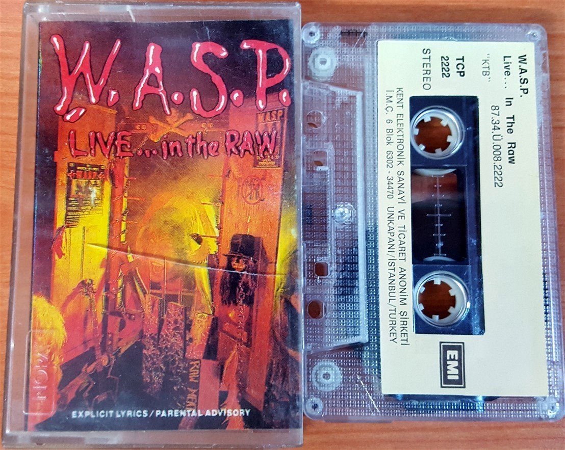 W.A.S.P. - LIVE...IN THE RAW (1987) KENT CASSETTE MADE IN TURKEY ''USED'' PAPER LABEL