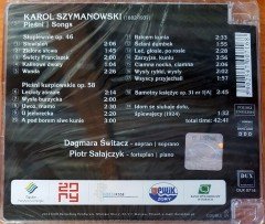 KAROL SZYMANOWSKI - PIESNI / SONGS OPP. 46 & 58 DAGMARA SWITACZ PIOTR SALAJCZYK (2012) DUX CD SIFIR