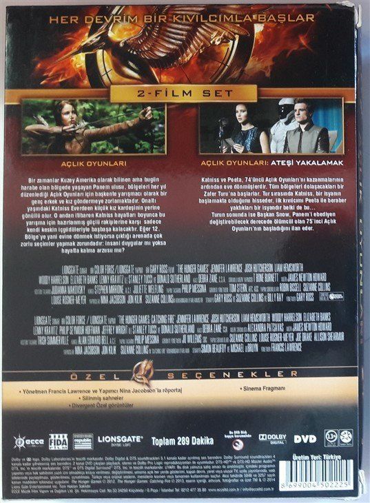HUNGER GAMES 1&2 - AÇLIK OYUNLARI: ATEŞİ YAKALAMAK / AÇLIK OYUNLARI - 2xDVD BOX SET 2.EL