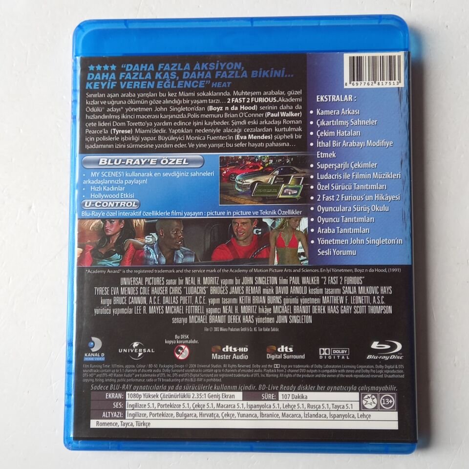 2 FAST 2 FURIOUS / DAHA HIZLI DAHA ÖFKELİ - PAUL WALKER, TYRESE, EVA MENDES - BLU-RAY 2.EL