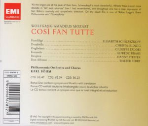 MOZART - COSI FAN TUTTE / KARL BÖHM,SCHWARZKOPF,LUDWIG,STEFFEK,KRAUS (2009) - 3CD SIFIR