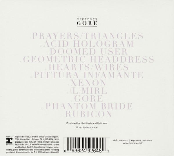 DEFTONES – GORE (2016) - CD DIGISLEEVE AMBALAJINDA SIFIR