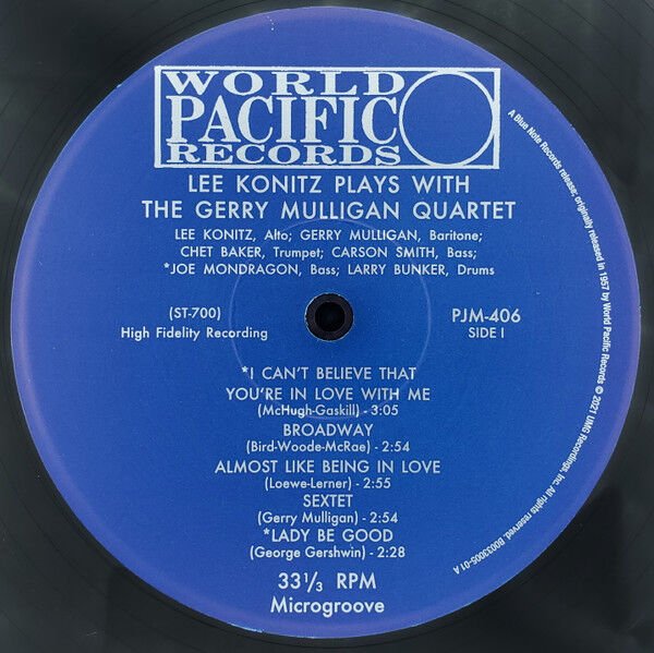 LEE KONITZ PLAYS WITH THE GERRY MULLIGAN QUARTET (1953) - LP 2021 REISSUE 180GR GATEFOLD TONE POET SERIES SIFIR PLAK