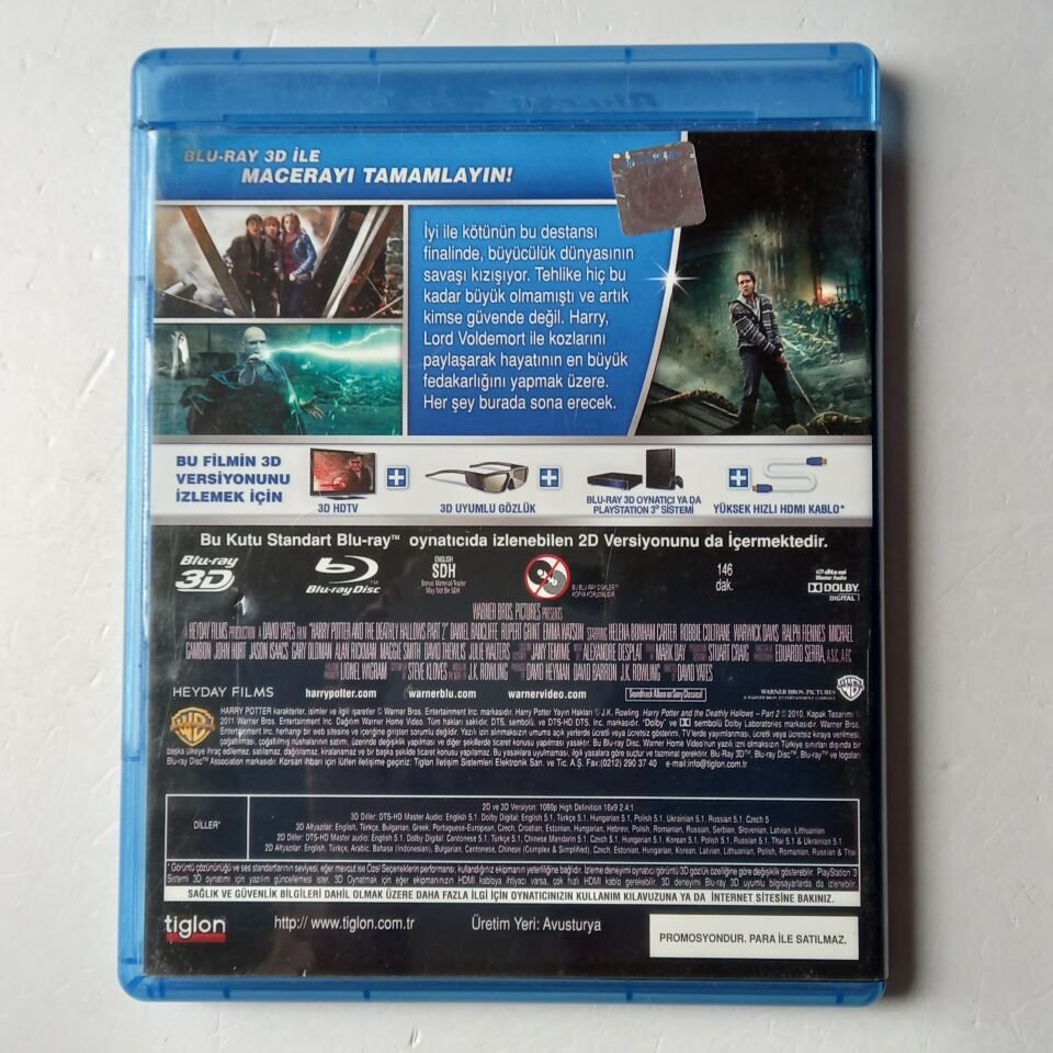HARRY POTTER AND THE DEATHLY HALLOWS PART:2 - 3D 2 DİSK BLU-RAY 2.EL