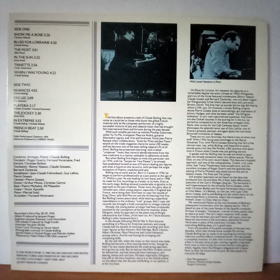 CLAUDE BOLLING JAZZ ALL STARS – NUANCES (1986) - LP 2.EL PLAK