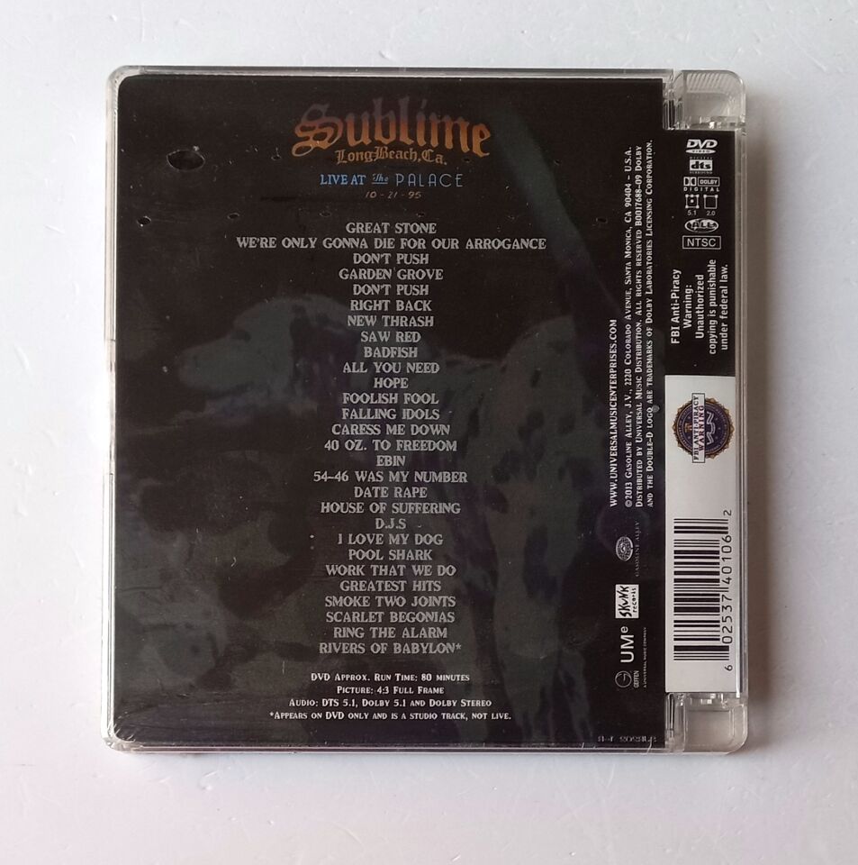 SUBLIME – 3 RING CIRCUS: LIVE AT THE PALACE-OCTOBER 21, 1995 (2013) - DVD SUPER JEWEL BOX AMBALAJINDA SIFIR
