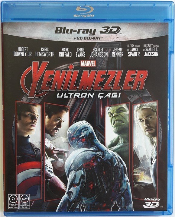 YENİLMEZLER ULTRON ÇAĞI - AVENGERS AGE OF ULTRON - ROBERT DOWNEY JR. - CHRIS HEMSWORTH - MARK RUFFALO - SAMUEL L. JACKSON - MARVEL - 3D+BLU-RAY 2.EL