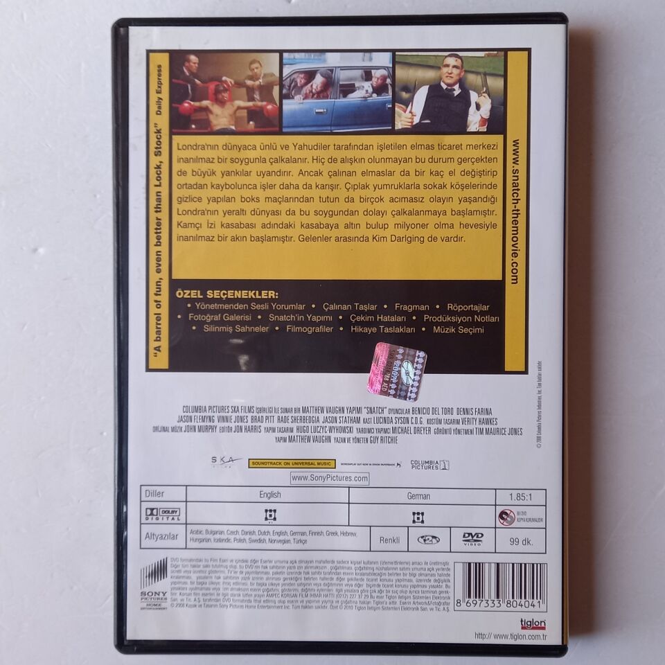 SNATCH / KAPIŞMA - GUY RITCHIE, BRAD PITT, JASON STATHAM - DVD 2.EL