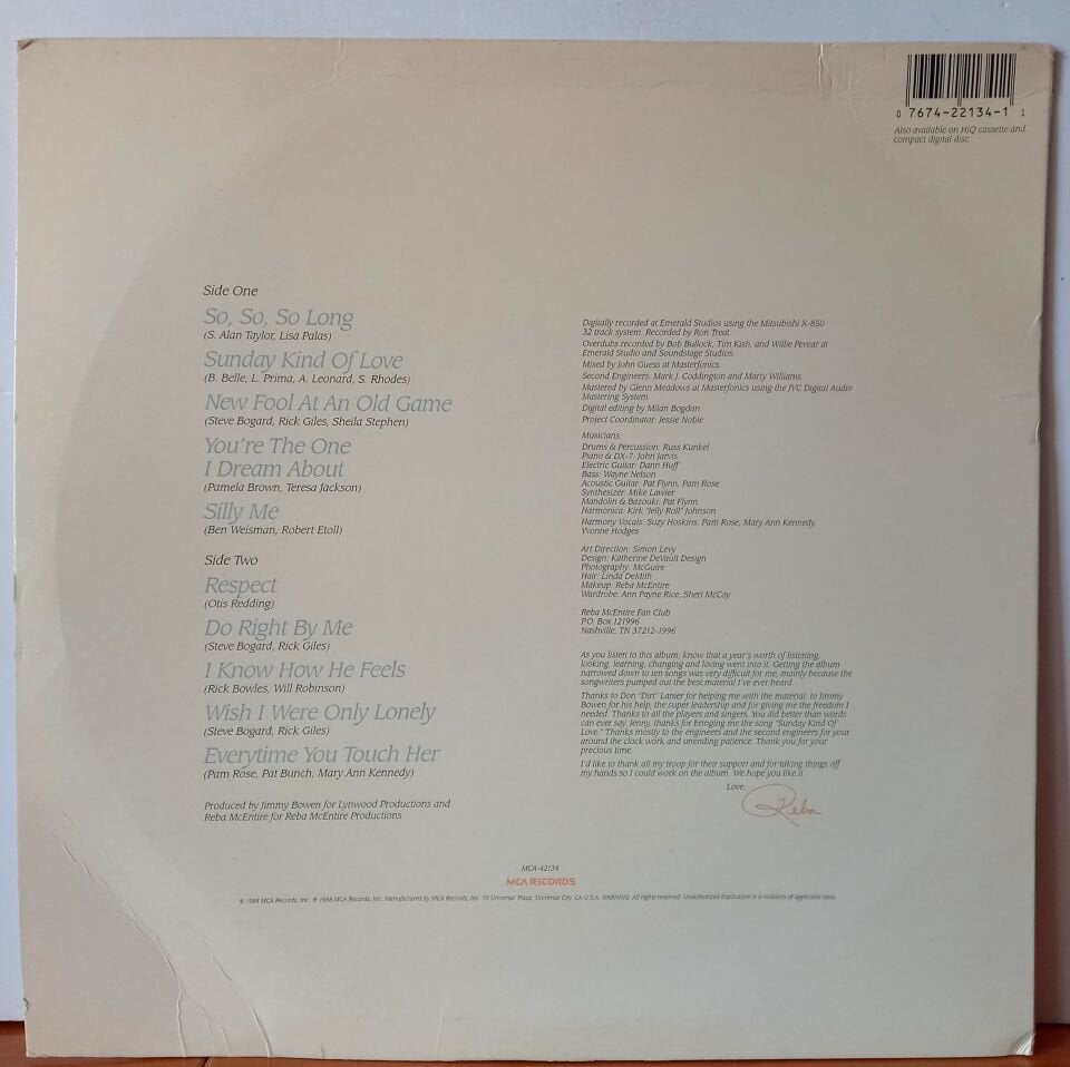 REBA MCENTIRE – REBA (1988) - LP 2.EL PLAK