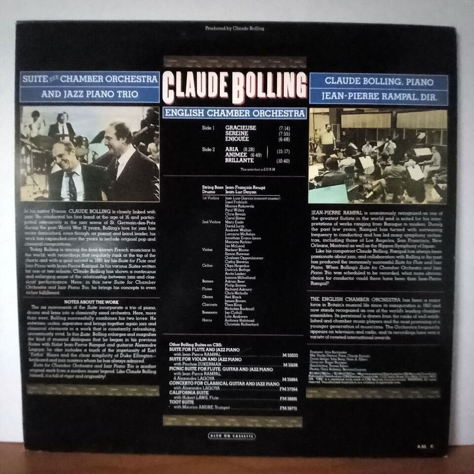 CLAUDE BOLLING - ENGLISH CHAMBER ORCHESTRA - JEAN-PIERRE RAMPAL – SUITE FOR CHAMBER ORCHESTRA AND JAZZ PIANO TRIO (1983) - LP 2.EL PLAK