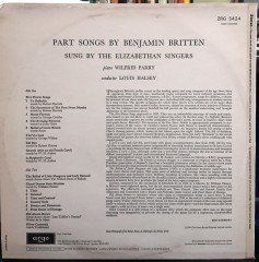 BRITTEN: PART SONGS, ELIZABETHAN SINGERS, LOUIS HALSEY (1964) - PLAK 2.EL