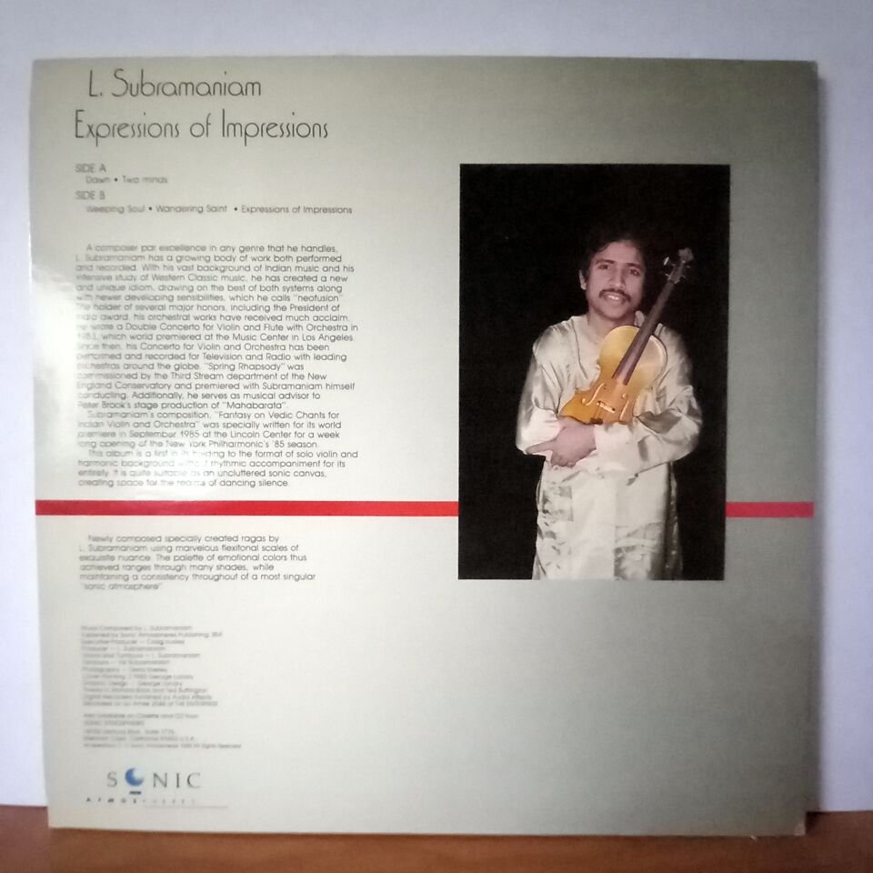 L. SUBRAMANIAM – EXPRESSIONS OF IMPRESSIONS (1985) - LP 2.EL PLAK