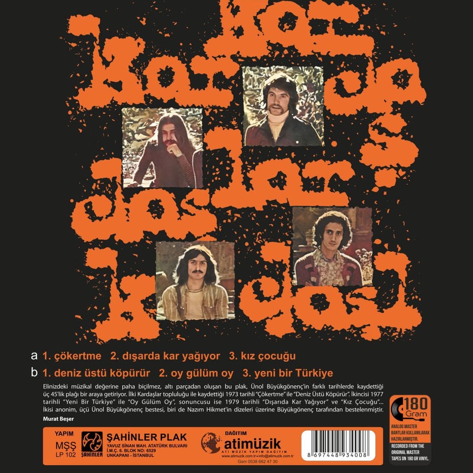 KARDAŞLAR - DENİZ ÜSTÜ KÖPÜRÜR / ÇÖKERTME (1973) - LP COMPILATION 2025 BASIM SIFIR PLAK