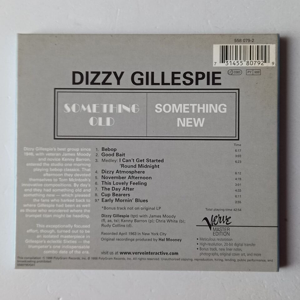 DIZZY GILLESPIE – SOMETHING OLD, SOMETHING NEW (1963)  - CD REMASTERED 1998 REISSUE 2.EL