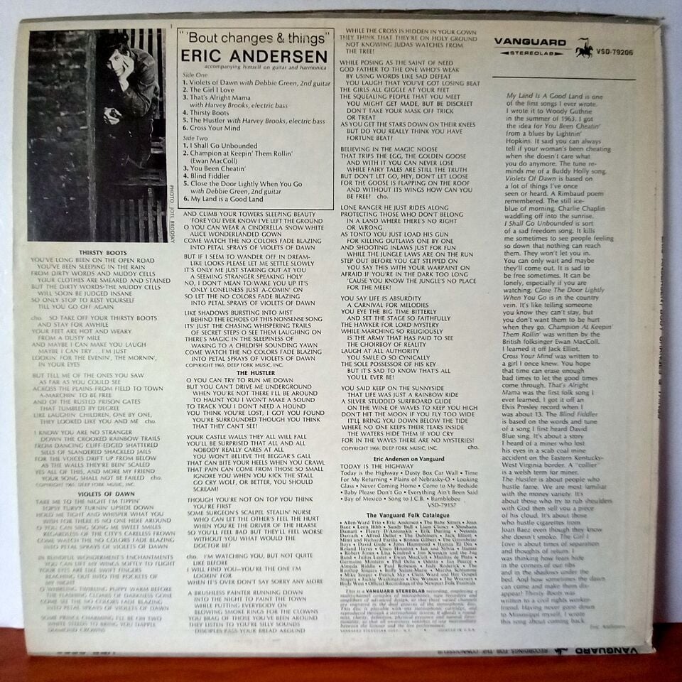 ERIC ANDERSEN – \'BOUT CHANGES & THINGS (1966) - LP 2.EL PLAK