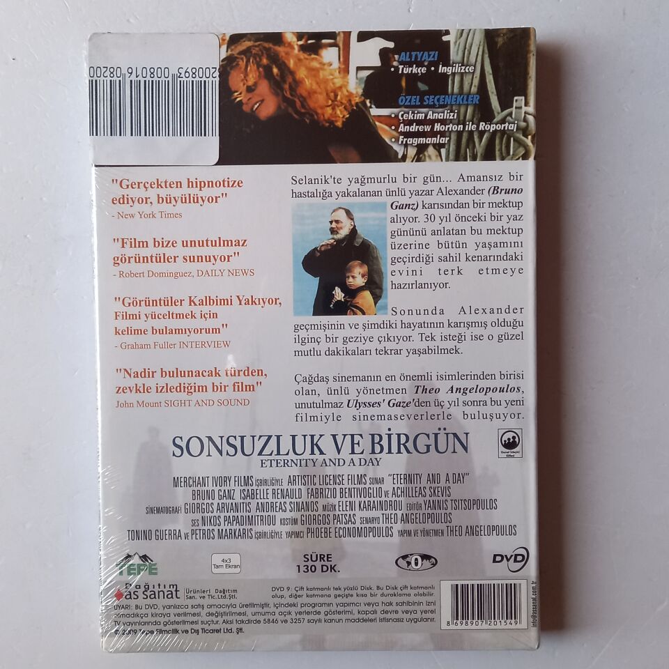 SONSUZLUK VE BİR GÜN / ETERNITY AND A DAY - THEO ANGELOPOLOULOS, BRUNO GANZ, ISABELLE RENAULD - DVD AMBALAJINDA SIFIR